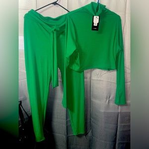 Mock turtleneck, two-piece outfit